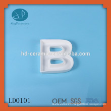 Design ceramic greek alphabet letter dish,BOO letter dish,New product unique design decoration customized white letter dish